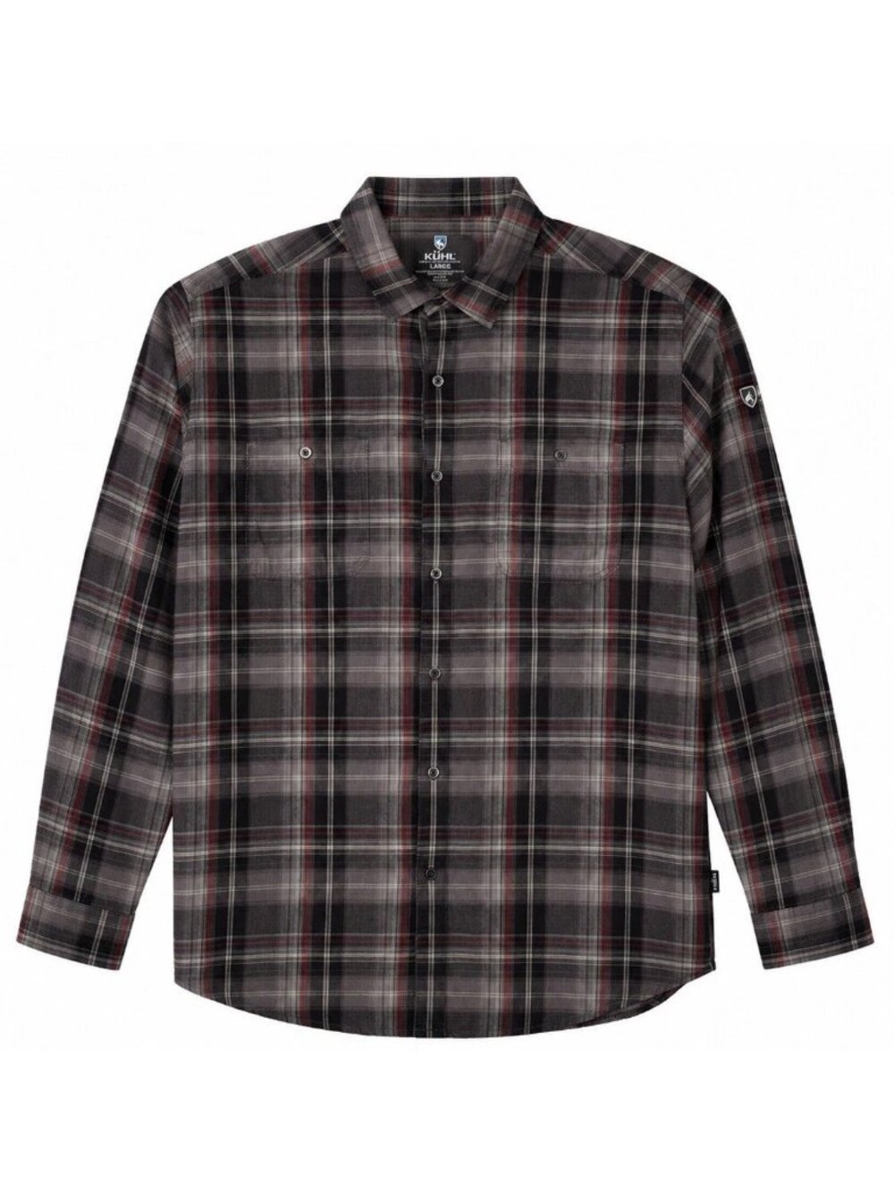 KUHL Fugitive Flannel Shirt Mens L Plaid Long Sleeve Style 7202 Charcoal Rust